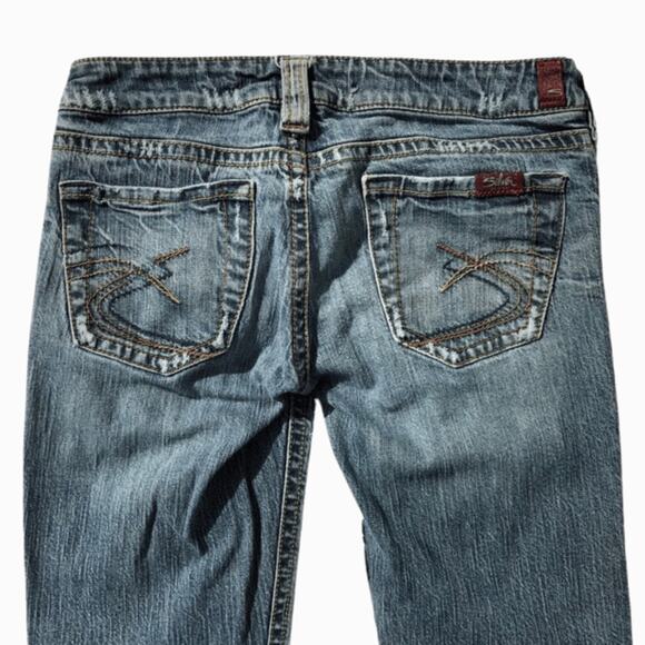 Silver Womens distressed Jeans sz 28 Boot Cut - Picture 5 of 8